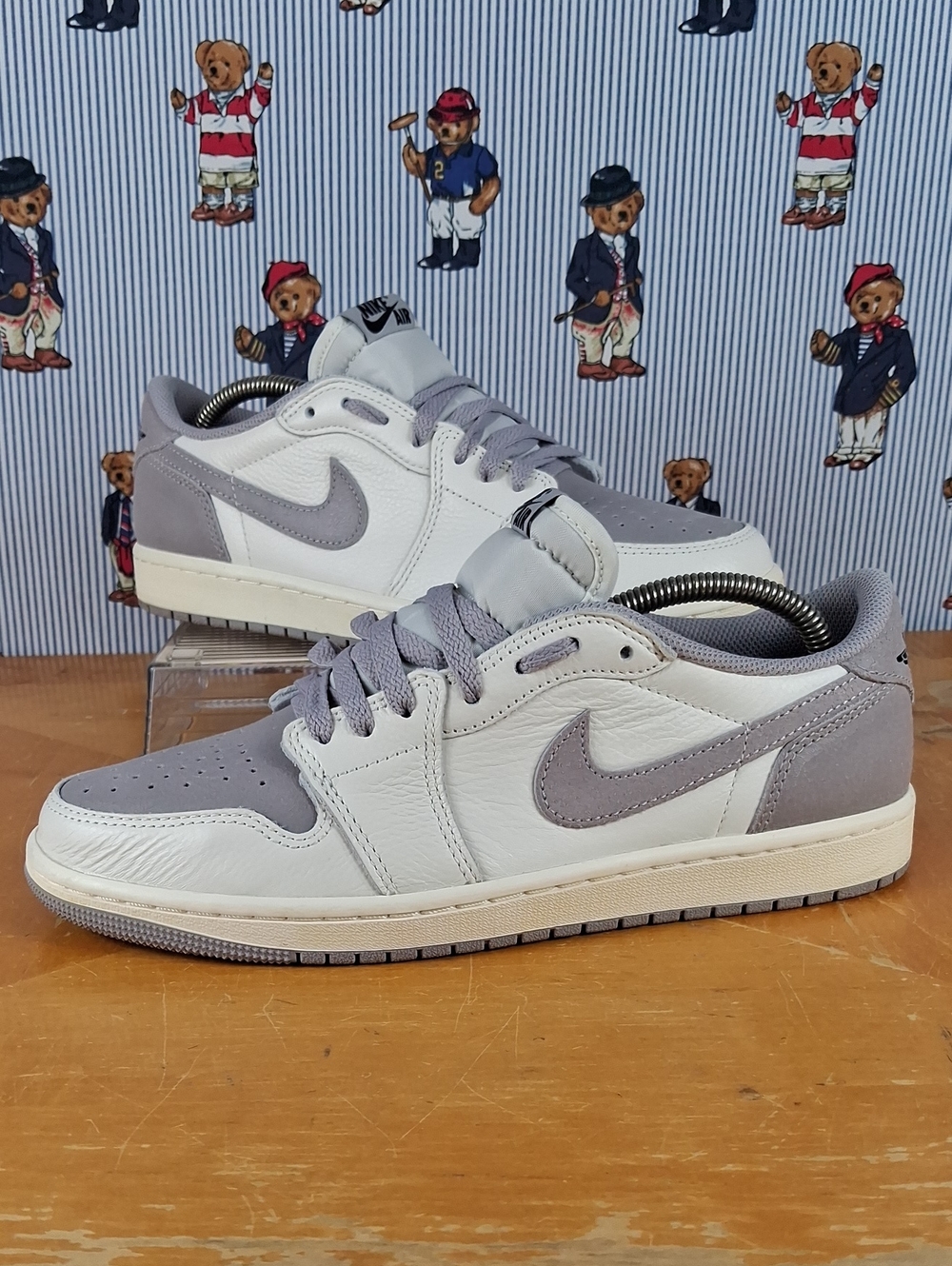 Nike Retro Jordan 1 Low Og Atmosphere Gray & Sail Black Leather & Suede Sneakers